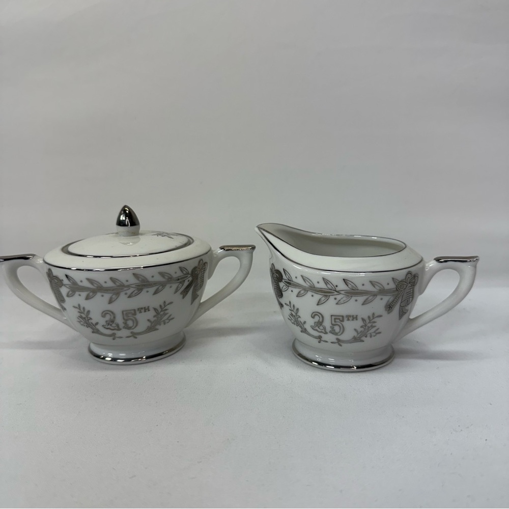 Lefton‎ Elegant 25th Anniversary Cream and Sugar Set